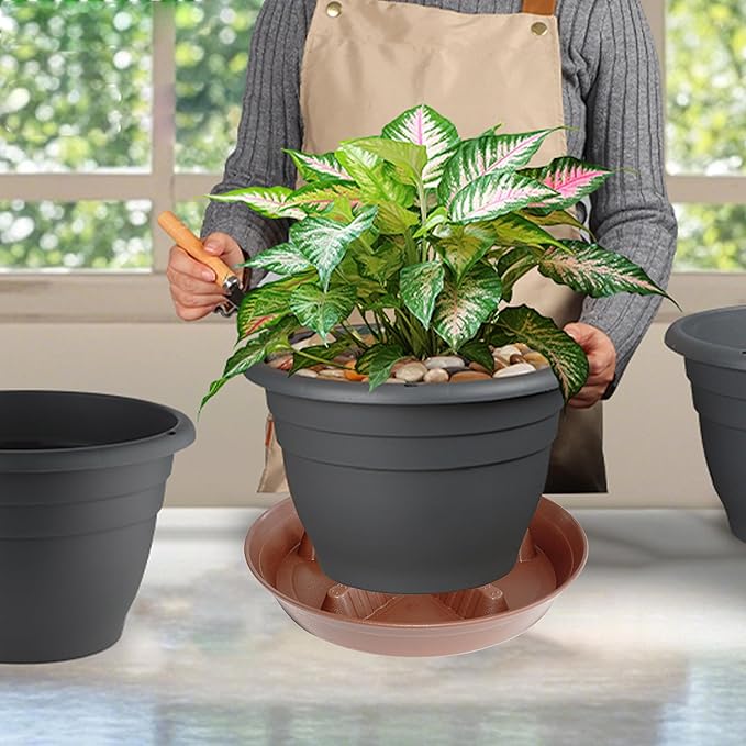 4 Pack Plant Saucer 14 inch, Plastic Plant Saucers - Image 6