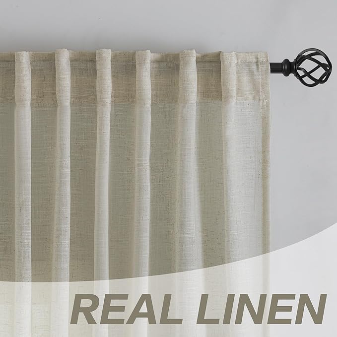 DONREN Linen Back Tab Curtains 112 Inches Extra Long Ceiling to Floor - Image 7