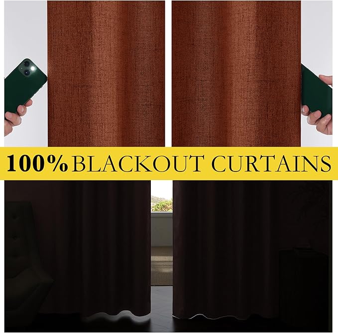 NICETOWN 100% Absolutely Blackout Linen Curtains - Image 4