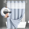 No Hook Shower Curtain and Liner Set, Mist Blue Hotel Waffle Shower Curtain by Unknown