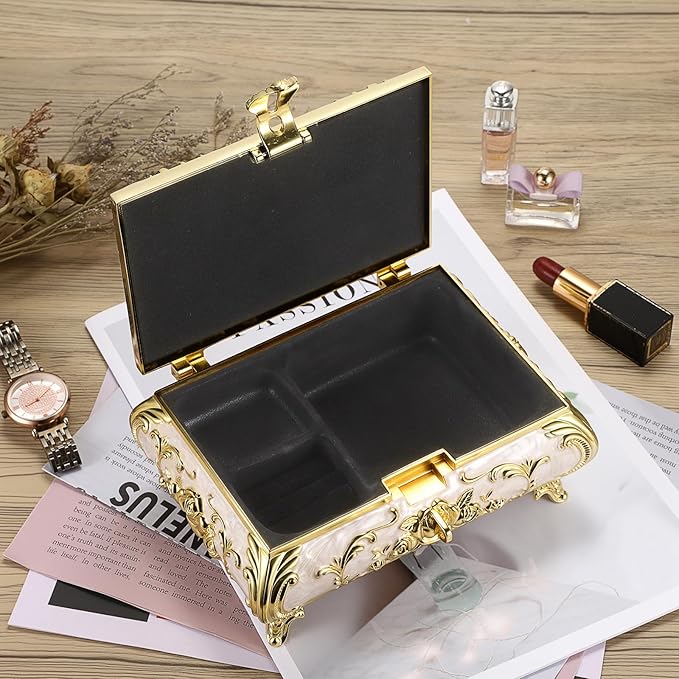 Hipiwe Jewelry Storage Chest Rectangular Keepsake Storage Box Trinket - Image 6