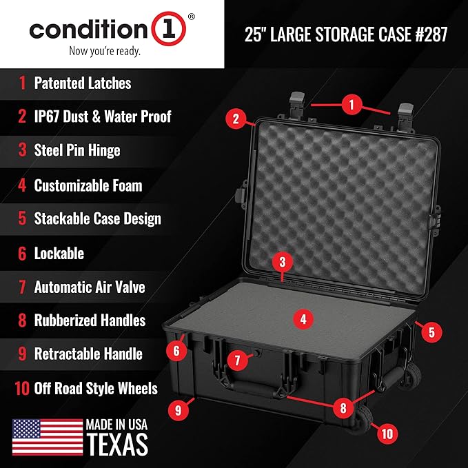 Condition 1 25" Large Rolling Hard Travel Case Model 287 Lockable Storage Box - Image 3