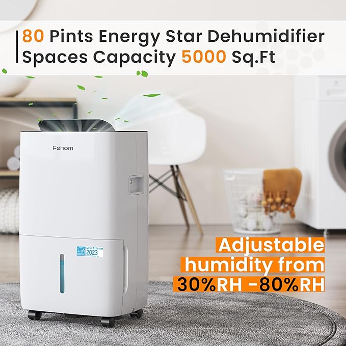 Fehom 80 Pints Dehumidifier Most Efficient Energy Star - Image 2