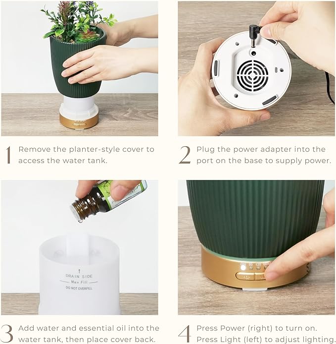 Earnest Living Essential Oil Diffuser Ceramic Artificial Succulent Plants - Image 7