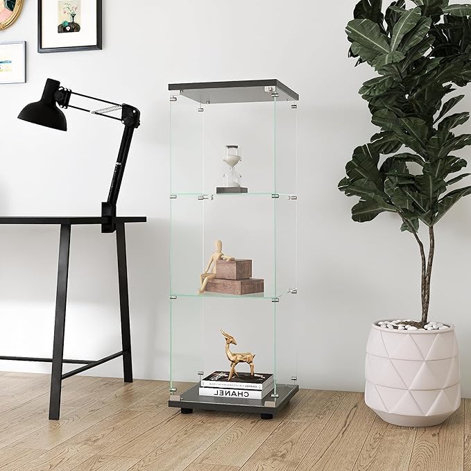 Yoluckea 3 Shelves Glass Display Cabinet - Image 3