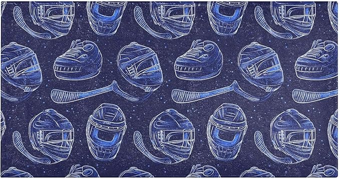 Ice Hockey Pattern Blue Decorative mat Non Slip Anti Mold Washable Rugs by Unknown