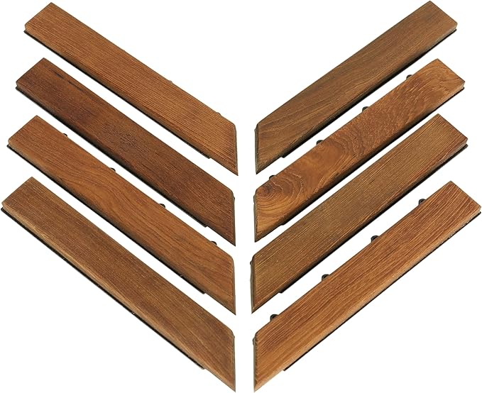 Bare Decor EZ-Floor Corner Trim Piece Interlocking Flooring in Solid Teak Wood by BareDecor