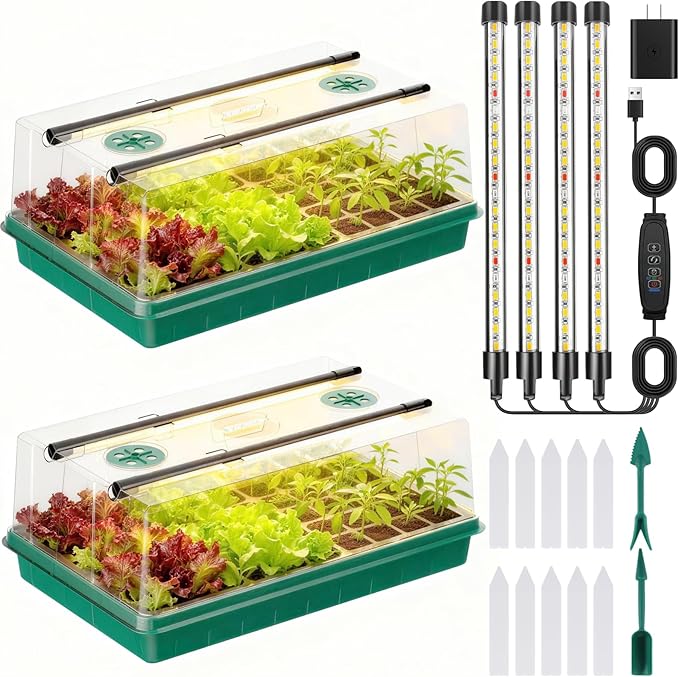Seed Starter Trays with Grow Lights, Color Change Grow Lights by Adawook