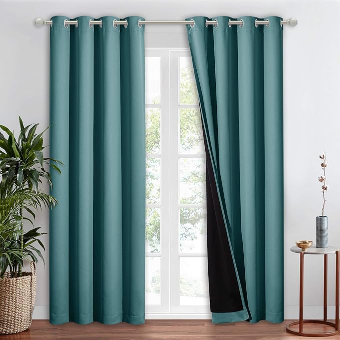 NICETOWN Complete 100% Blackout Curtain Set, Thermal Insulated & Energy by NICETOWN