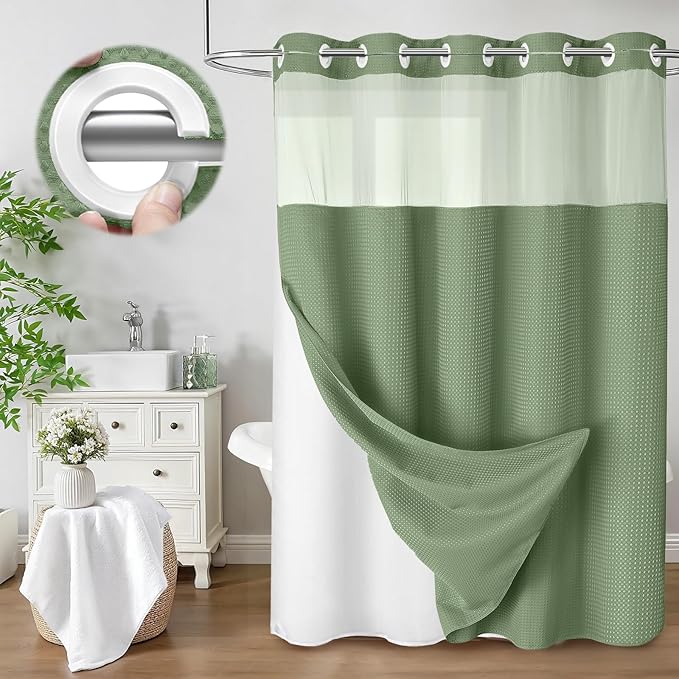 No Hook Shower Curtain and Liner Set by Unknown