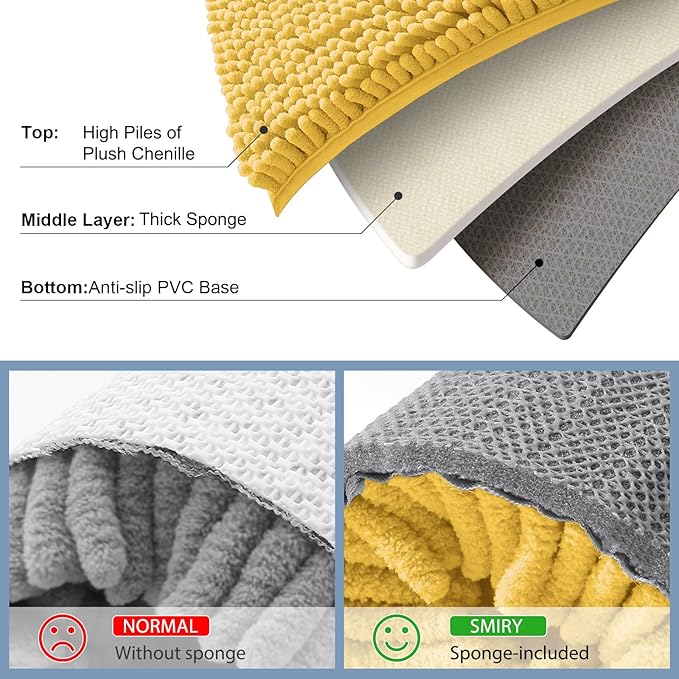 Smiry Luxury Chenille Bathroom Rugs 30x20, Extra Soft and Absorbent Shaggy Bath - Image 5