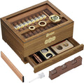 Cigar Humidor, Glass Top Desktop Cigars Case by LIHTUN