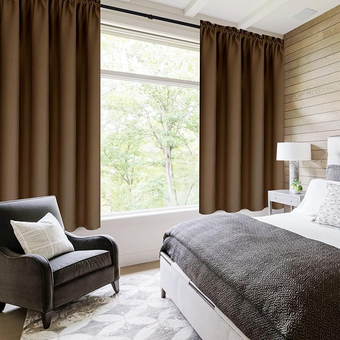 DWCN Brown Blackout Curtains for Bedroom -Rod Pocket Thermal Insulated Room - Image 2