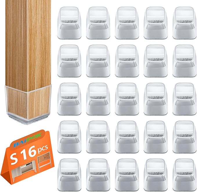 16pcs Square Chair Leg Floor Protectors, Furniture Pads by BAIPOK