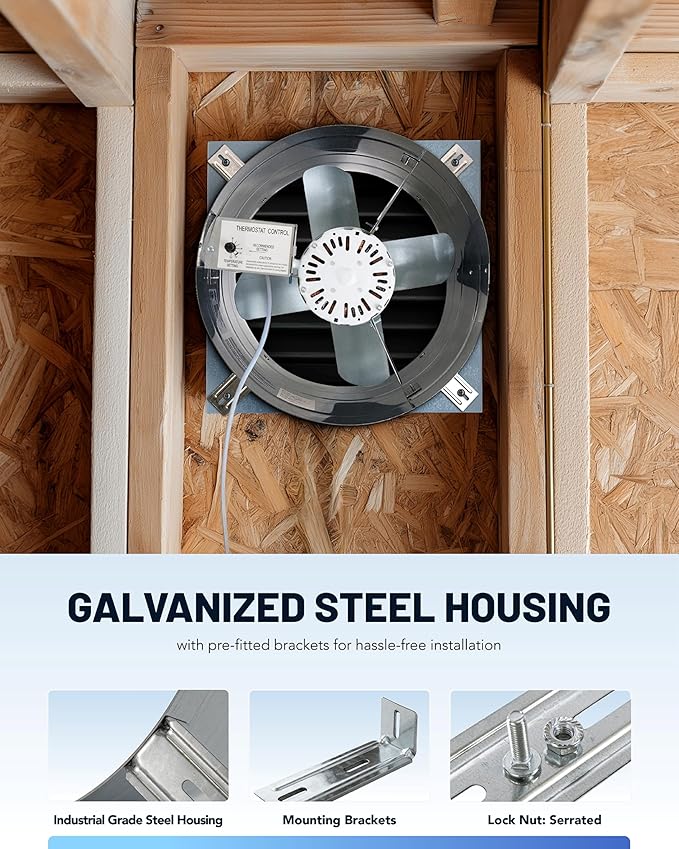 iLiving ILG8G14-12T Automatic Gable Mount Attic Ventilator Fan - Image 5