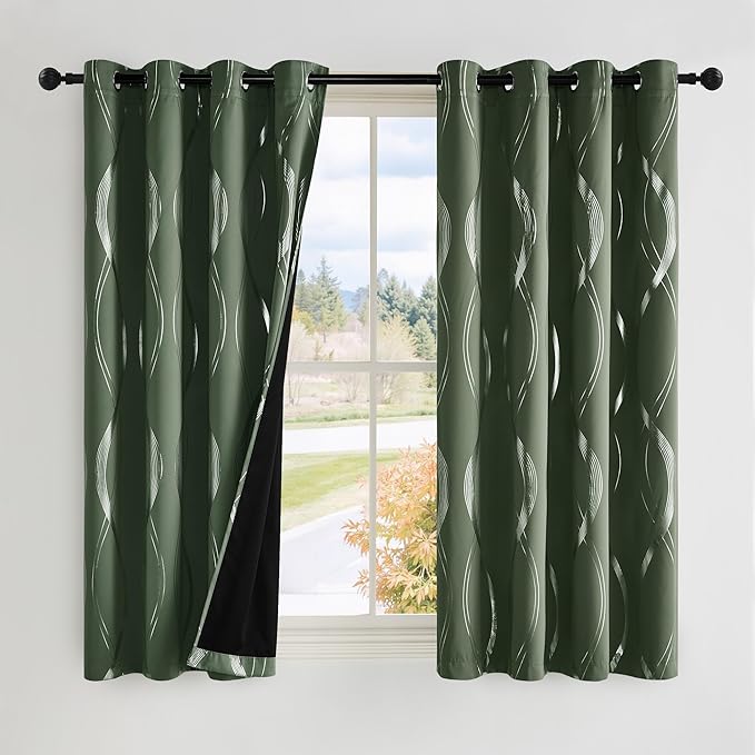 NICETOWN 100% Blackout Curtains 63 inch Length 2 Panels, Dark Mallard, Noise by NICETOWN