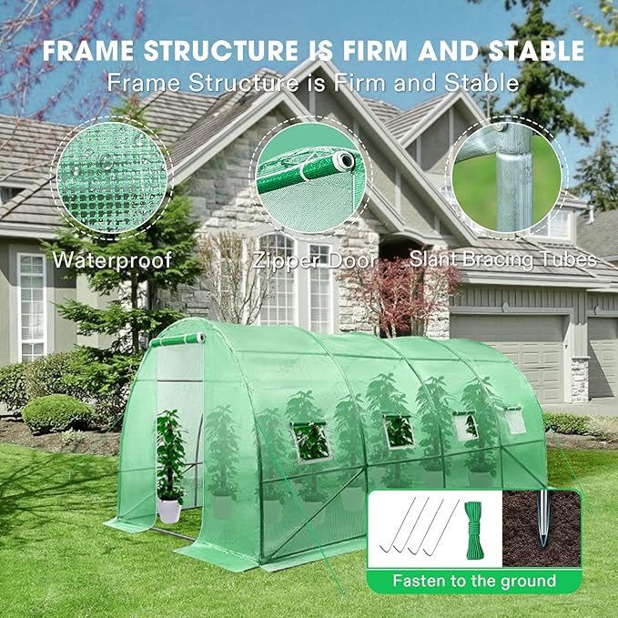 VIVOSUN 13x10x7 Ft. Large Walk in Greenhouse, Garden Plant Hot House - Image 3