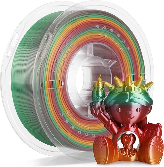 LANDU Silk Rainbow PLA Filament 1.75mm, 3D Printer Multicolor Filament by LANDU