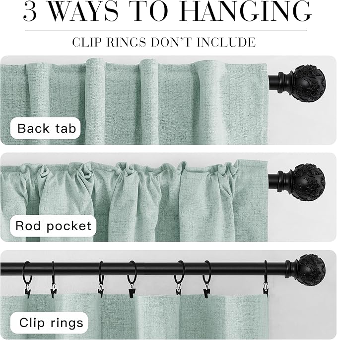 RYB HOME 100% Blackout Linen Textured Curtains 84 inches Long, Thermal - Image 7