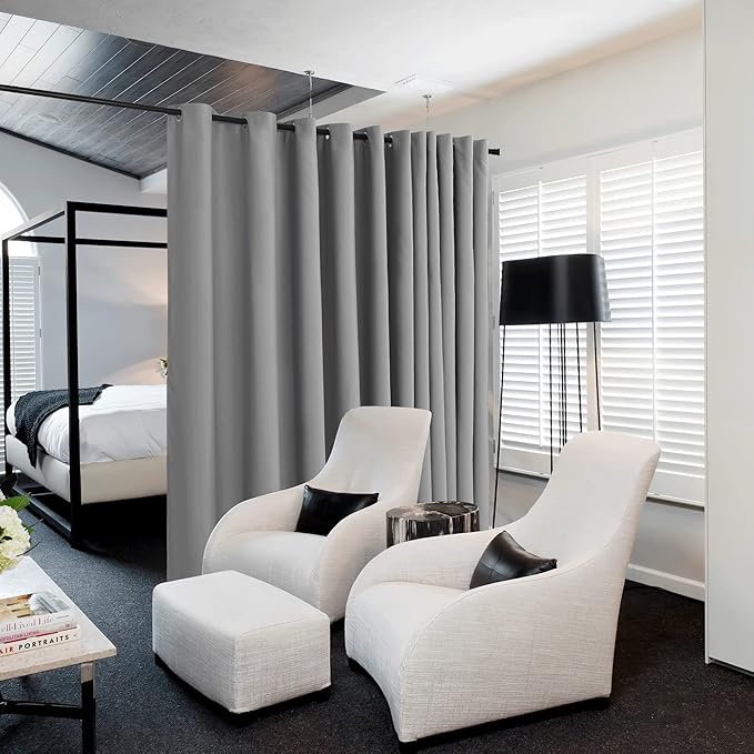 NICETOWN Silver Grey Room Dividers Curtains Screens Partitions, Premium by NICETOWN