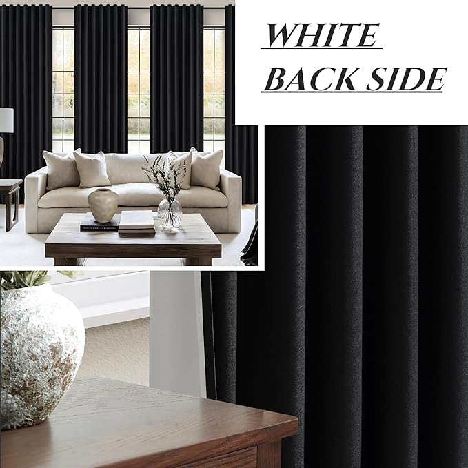 Black Out Kitchen Curtains 72 Inch Length 2 Panels Set, Modern Pleated Linen - Image 7