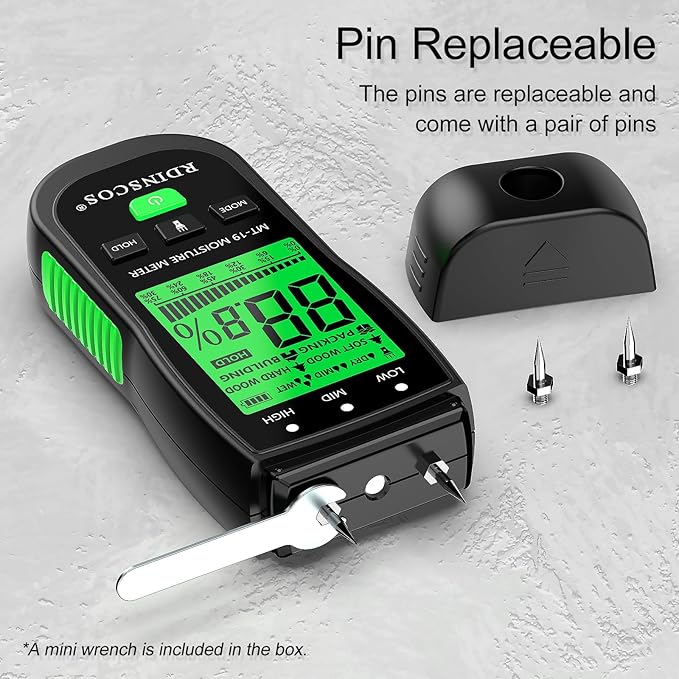 RDINSCOS Moisture Meter for Firewood Digital Wood Moisture Tester Firewood and - Image 6