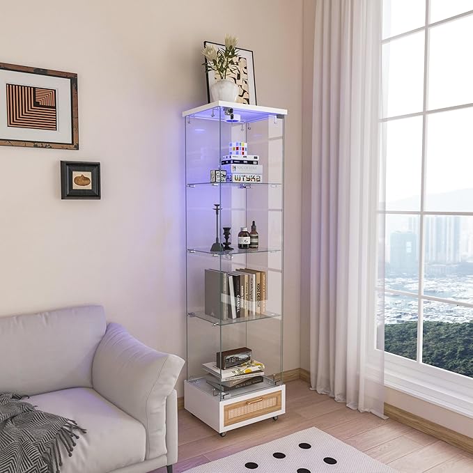 Yoluckea 4-Tier Glass Display Cabinet - Image 8
