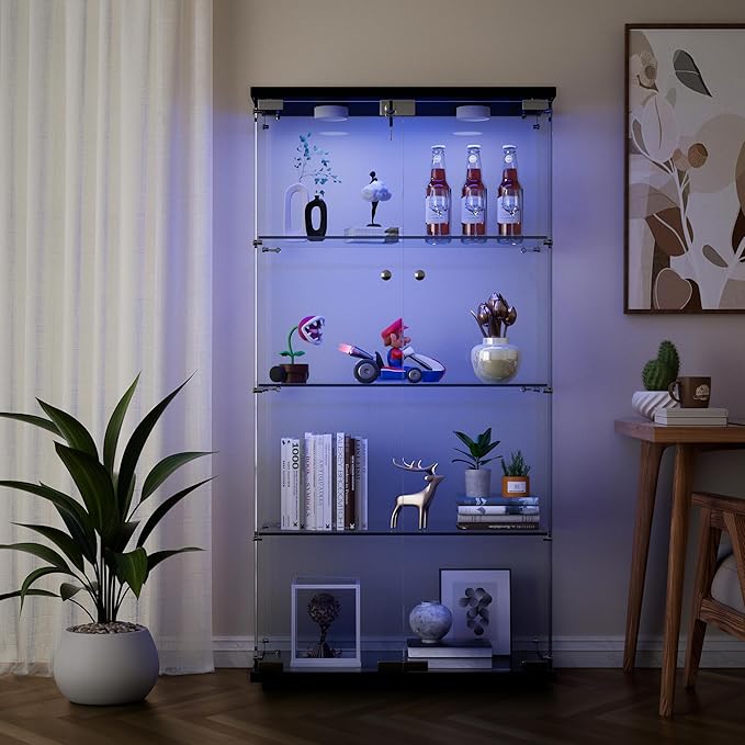 Yoluckea 4 Shelves Glass Display Cabinet - Image 5