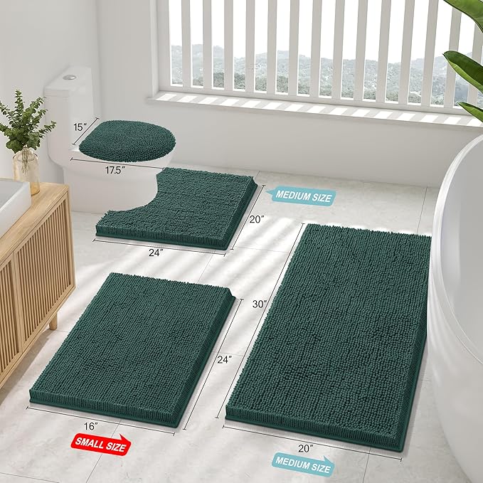 Smiry Luxury Chenille Toilet Rugs U-Shaped 24x20, Soft Absorbent Non-Slip - Image 2