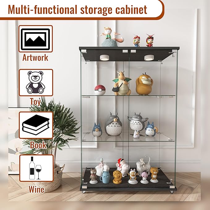 Yoluckea 3-Tier Glass Display Cabinet - Image 4