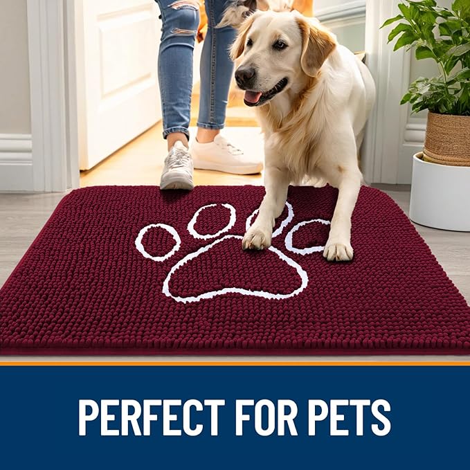 OLANLY Dog Door Mat for Muddy Paws 36x24, Paw Print Design, Absorbs Moisture - Image 6