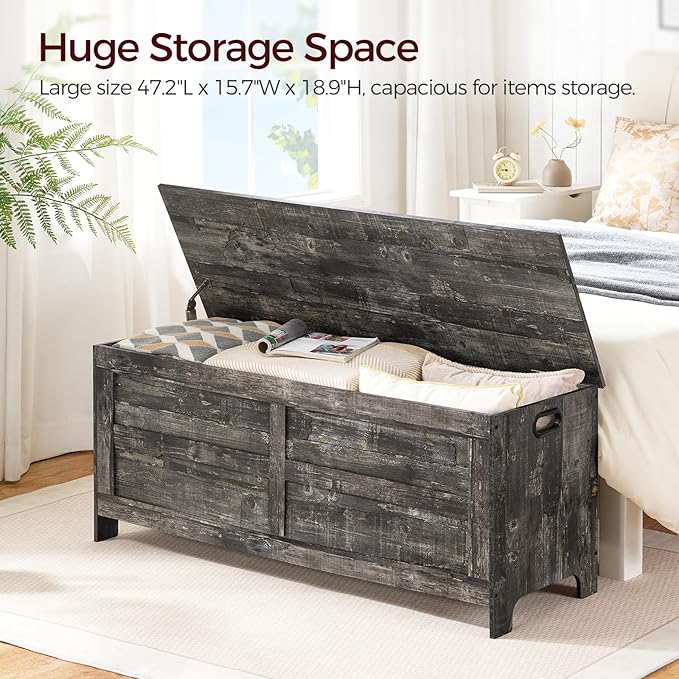 Storage Chest, 47.2” Large Toy Chest, Entryway Storage Trunk, Storage Bench - Image 7