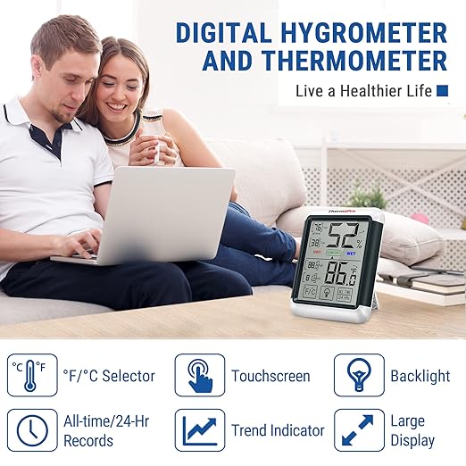 ThermoPro TP55 Digital Indoor Hygrometer Thermometer, 4-Inch - Image 2