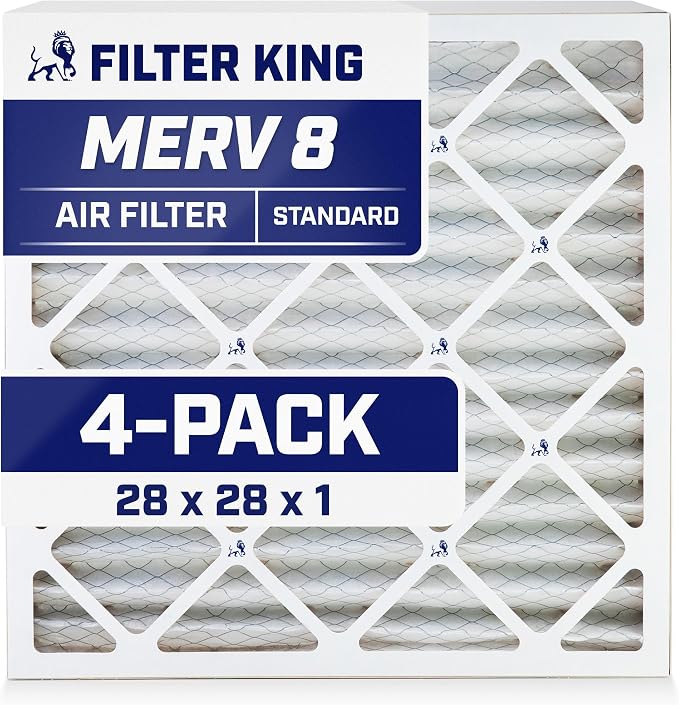 Filter King 28x28x1 Air Filter | 4-PACK | MERV 8 HVAC Pleated A/C Furnace by FilterKing