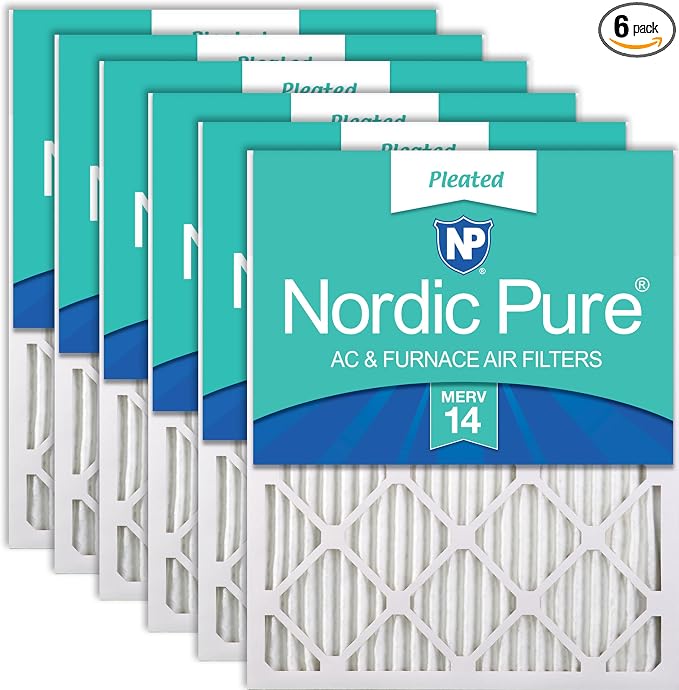 Nordic Pure 14x25x1 Pleated MERV 14 Air Filters 6 Pack by NordicPure
