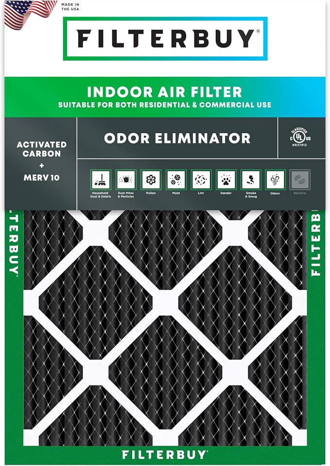 Filterbuy 20x25x1 Air Filter MERV 10 Odor & Allergy Defense by Filterbuy