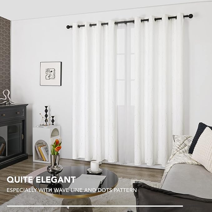 Deconovo White Curtains, Room Darkening Curtain, Thermal Insulated Soundproof - Image 4