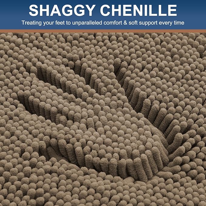 Smiry Luxury Chenille Bathroom Rugs 45x27, Extra Soft and Absorbent Shaggy Bath - Image 3