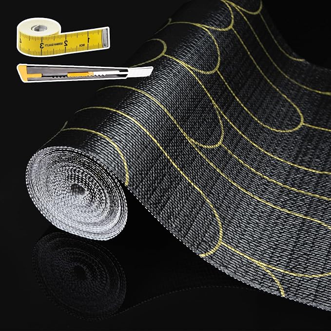 Shelf Liners for Kitchen Cabinets Drawer Liner 12in x 20FT Non Adhesive Black by Adwann