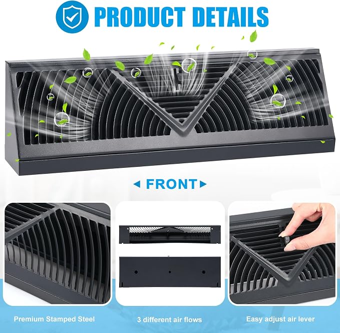 Yaocom 4 Pcs Baseboard Register Vent 24 Inch Duct Opening Size Baseboard Vent - Image 3