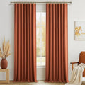 Fall Burnt Orange Curtains Blackout 92 Inches Long 2 Panels Set, Terracotta by QJMYDECO