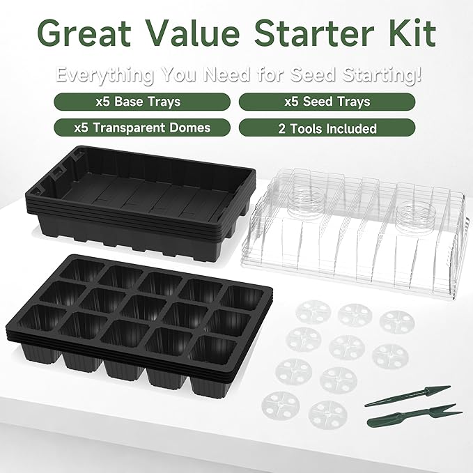 Gardzen 5-Pack Seed Starter Kits, Reusable Plant Germination Trays - Image 6
