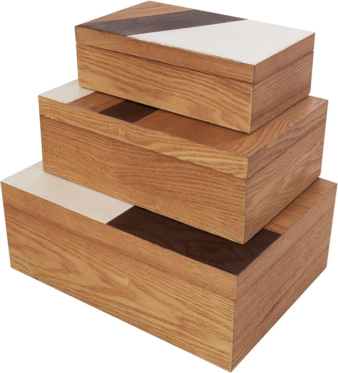 Deco 79 Wooden Geometric Decorative Box Decorative Keepsake Boxes - Image 4