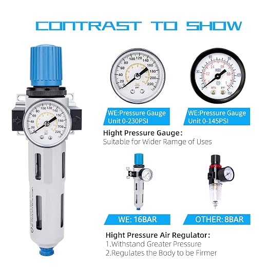 NANPU 1/4" NPT High Pressure Compressed Air Filter Regulator Water/Oil Trap - Image 5