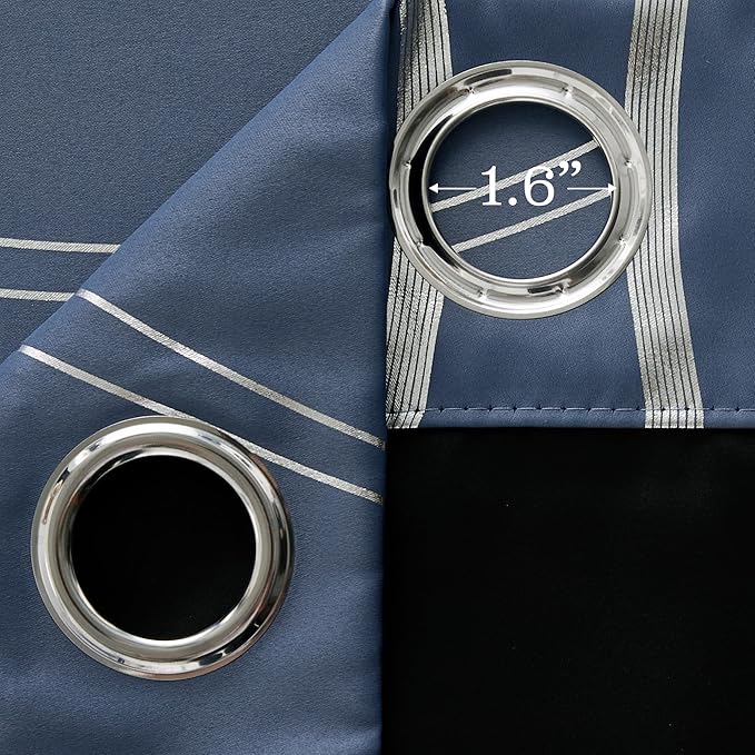 NICETOWN 100% Blackout Stone Blue Curtains - Image 3