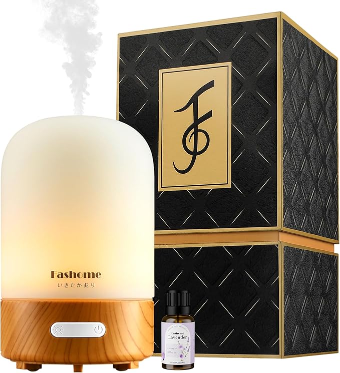 Essential Oil Diffuser Hand Blown Glass, 100ml Small Aromatherapy Diffuser by Fashome