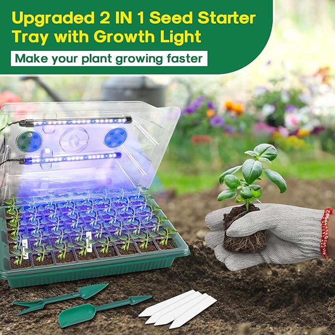 BlumWay Seed Starter Tray with Grow Light, 2 Pack 80 Cells Seedling Tray Kit - Image 5