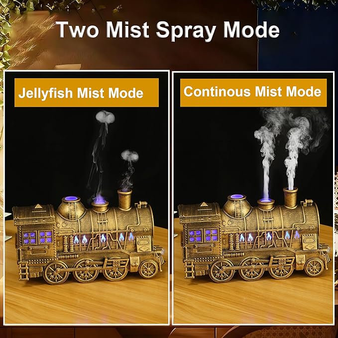 Valentine's Day Train Humidifier 300ml, Dual Mist Outlets Cool Mist Diffuser - Image 2