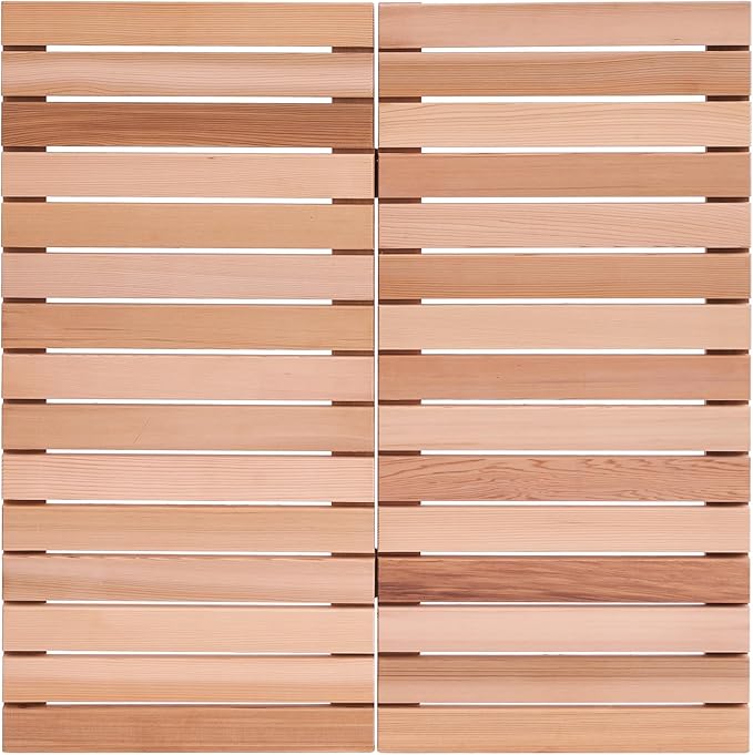 bingaai Cedar Wood Shower Mat, Cedar Wooden Bath Mats, Foldable Wood Bath Mat by WhenStyleMeetsPracticality