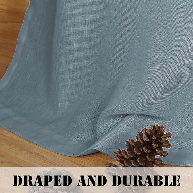 Linen Curtains Elegant Natural Linen Blended Curtains Energy Efficient Light - Image 6